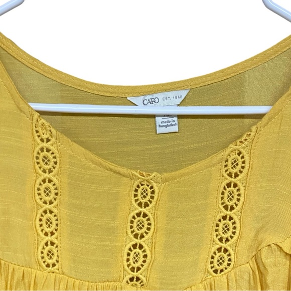 Vibrant Yellow Cato Boho Top with Crochet Detail - Picture 2 of 5